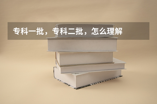 专科一批,专科二批,怎么理解